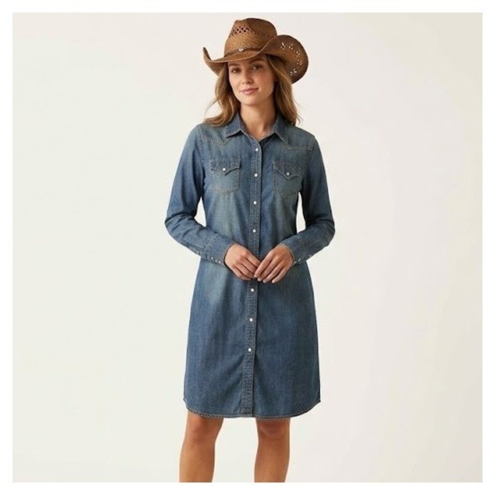 Cowgirl Justice Denim Shirt Dress XL Western Coastal Cowgirl Boho Blue Cotton